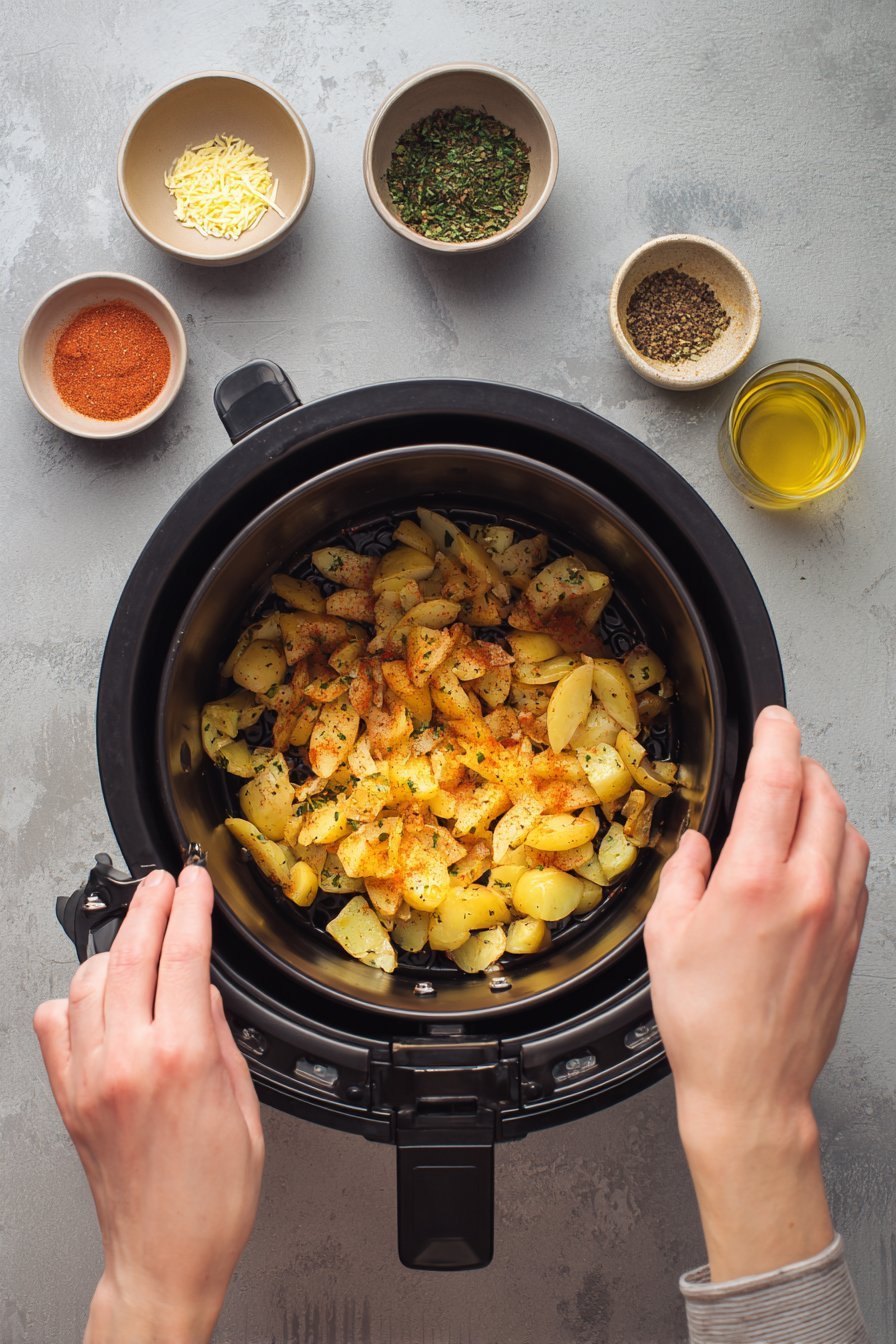 Ziemniaki w Mundurkach z Air Fryera instructions process