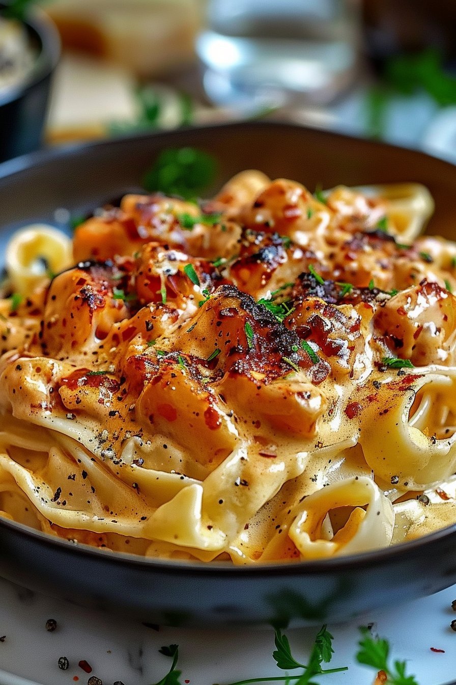 Kremowy Kurczak Paprykowy z Tagliatelle serving