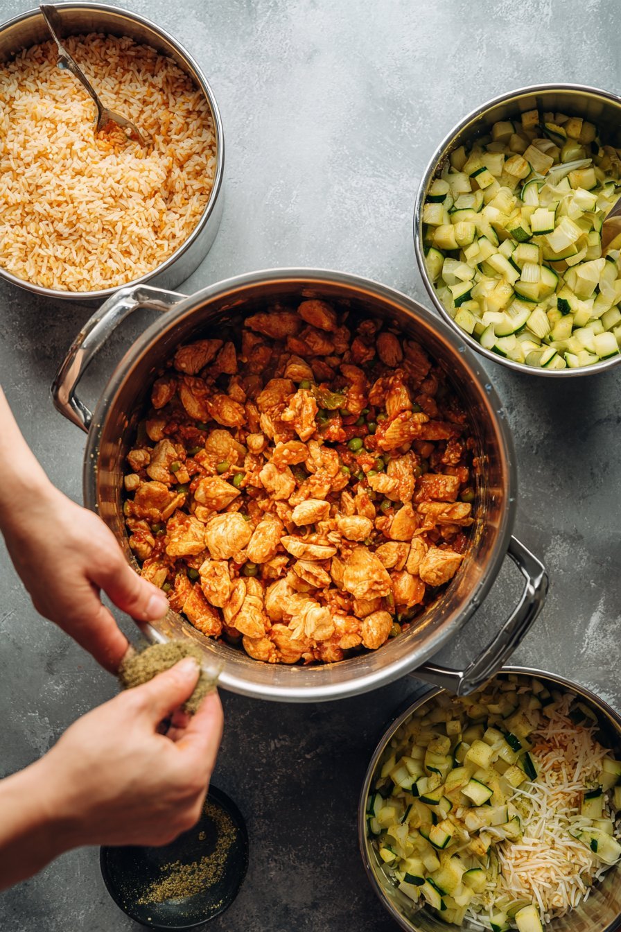 Jednogarnkowy Ryż z Kurczakiem i Cukinią instructions process