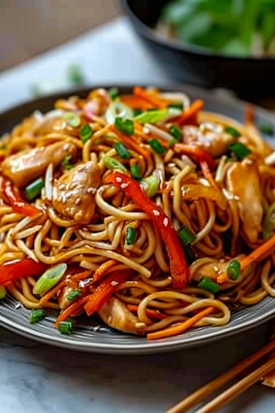 Kurczak Chow Mein Niesamowity Ostateczny serving