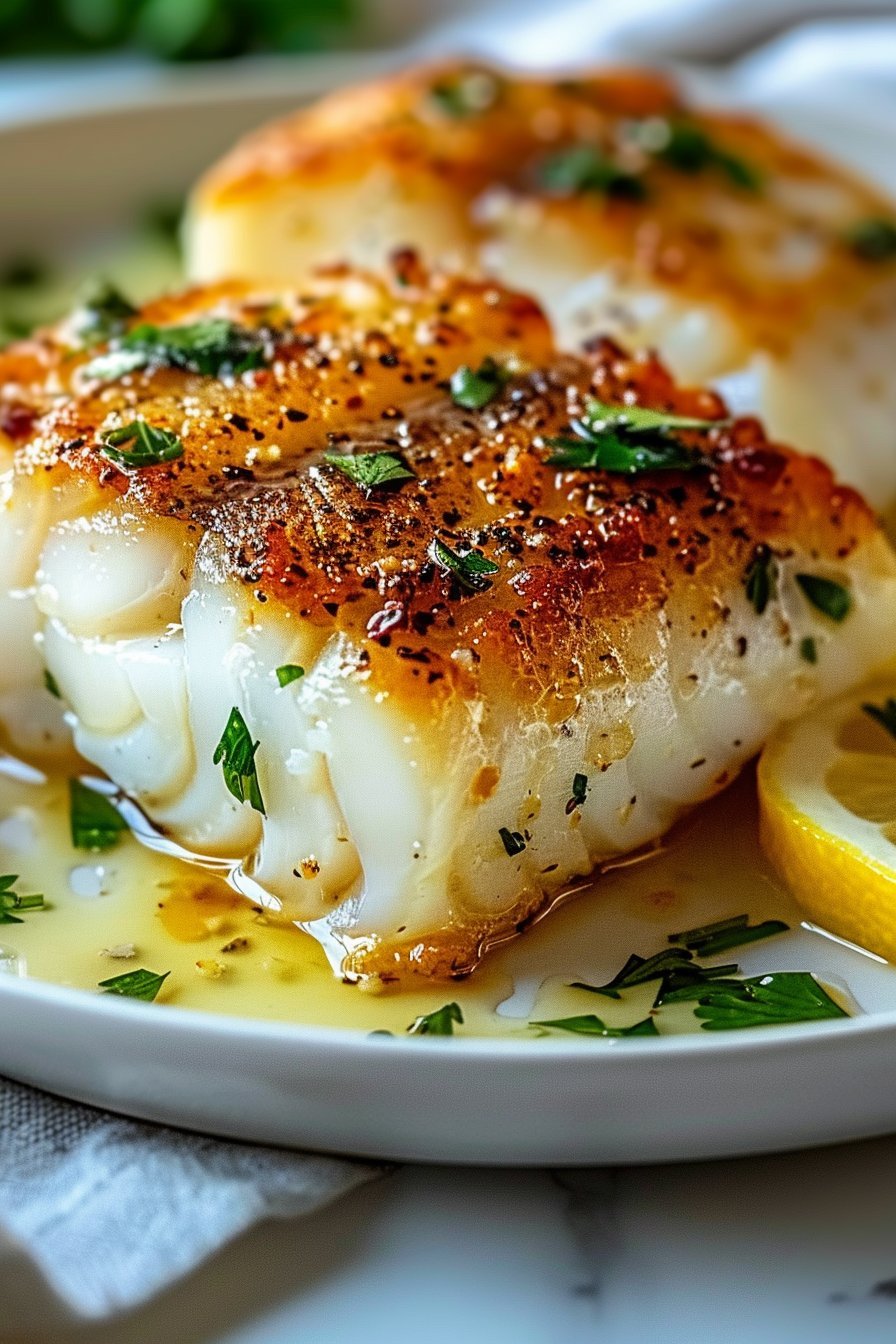 Dorsz W Maśle Czosnkowym serving