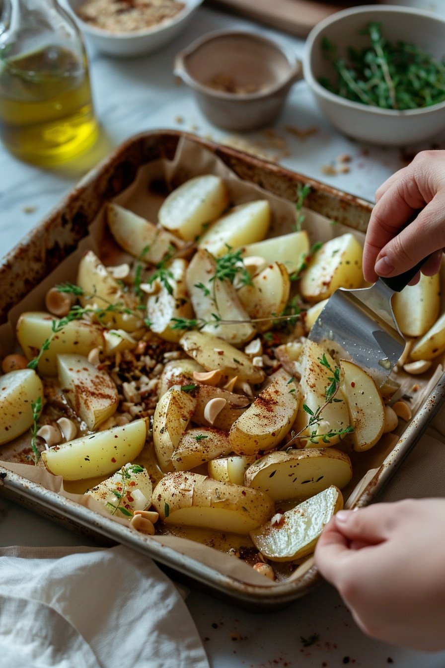 Pieczone ziemniaki z serem i ziołami instructions process