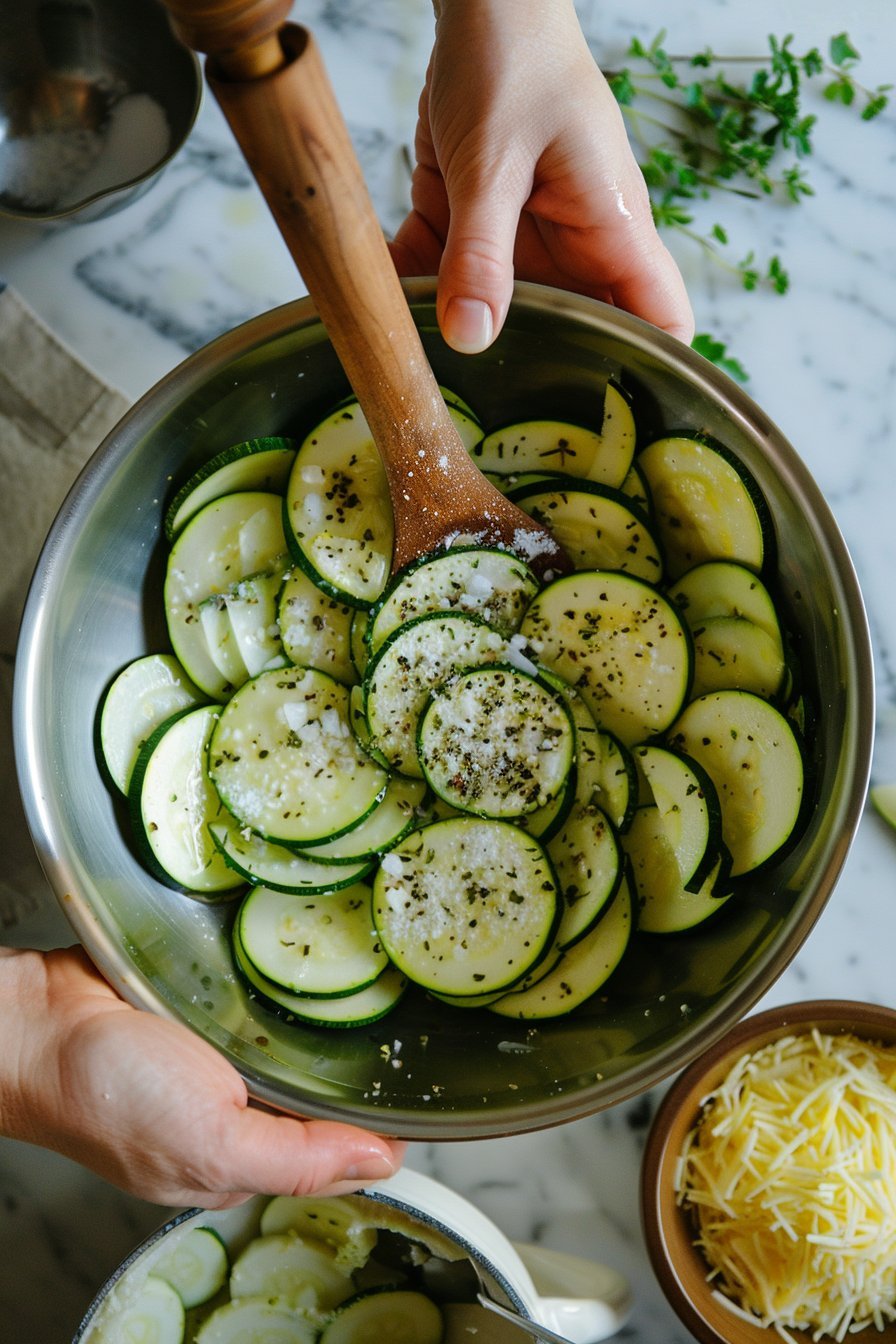Zapiekana cukinia z serem i czosnkiem instructions process