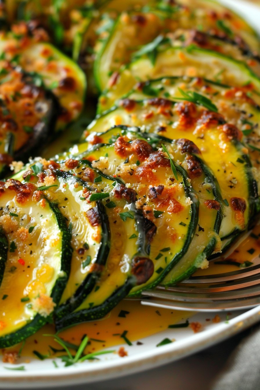 Zapiekana cukinia z serem i czosnkiem serving