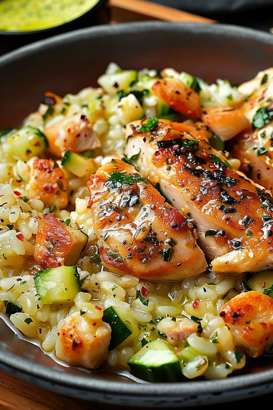 Jednogarnkowy Ryż z Kurczakiem i Cukinią serving